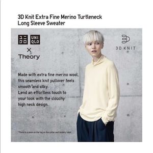 Uniqlo x Theory 100% wool cream turtleneck sweater